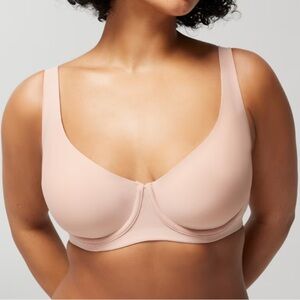 SOMA ESSENTIALS BRA NUDE UNDERWIRE UNLINED SCOOP BALCONETTE 42DD MINIMIZER
